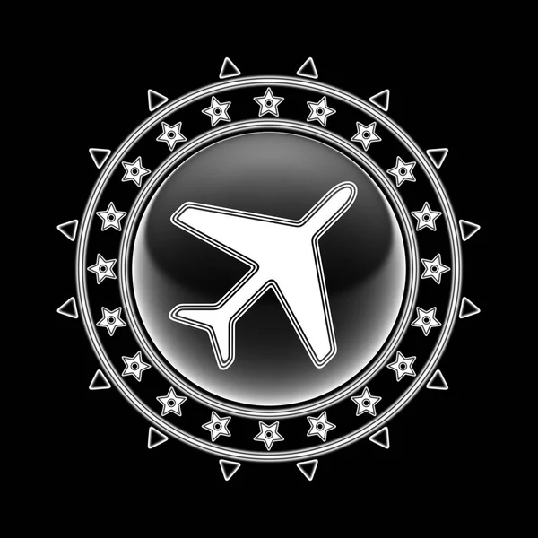 Flugsymbol Kreisrahmen Und Schwarzem Hintergrund Illustration — Stockfoto