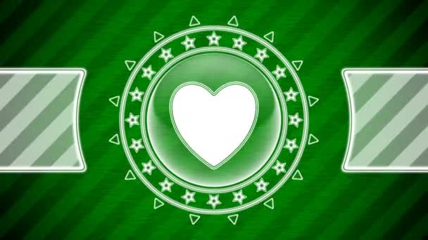 Значок Сердца Форме Круга Зеленый Полосатый Фон Иллюстрация — стоковое видео