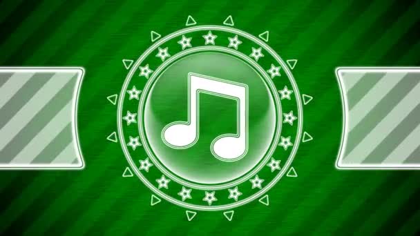 Musical Note Circle Shape Green Striped Background Illustration — Stock Video