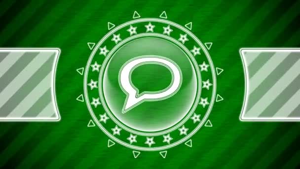 Chat Icon Circle Shape Green Striped Background Illustration — Stock Video