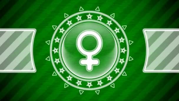 Icono Femenino Forma Círculo Fondo Rayado Verde Ilustración — Vídeos de Stock