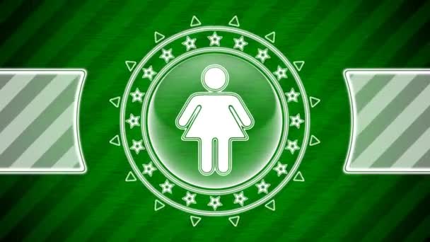 Female Icon Circle Shape Green Striped Background Illustration — Stock Video