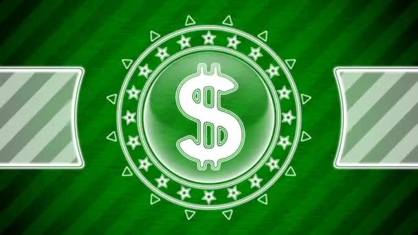 Dollar Icoon Cirkelvorm Groen Gestreepte Achtergrond Illustratie — Stockvideo