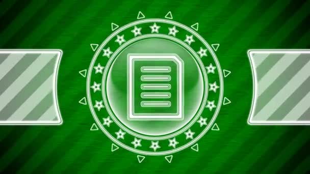 Ikona Tekstu Kształcie Okręgu Zielonym Tle Paski Ilustracja — Wideo stockowe