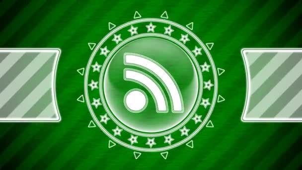 Icono Wifi Forma Círculo Fondo Rayado Verde Ilustración — Vídeos de Stock
