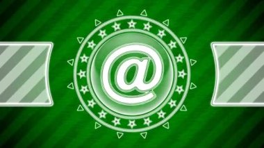 Daire şeklinde web posta simgesi ve yeşil çizgili arka plan. Görüntü.