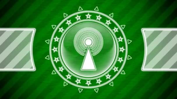 円形と緑の縞模様の背景にWifiタワーアイコン イラスト — ストック動画