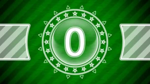 Número Icono Forma Círculo Fondo Rayado Verde Ilustración — Vídeo de stock