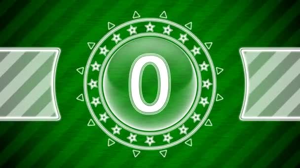 Number Icon Circle Shape Green Striped Background Illustration — Stock Video