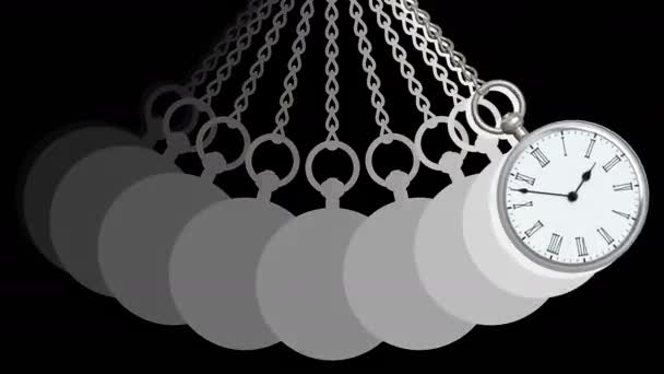 Кишеньковий Годинник Чорному Тлі Циклічні Кадри Ілюстрації — стокове відео