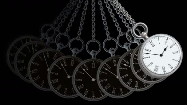 Pocket Watch Black Background Looping Footage Illustration — Stock Video