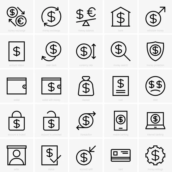 Dinero e iconos de pago — Archivo Imágenes Vectoriales