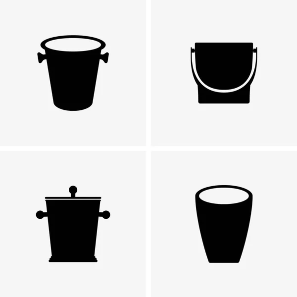 Set of ice buckets — Stock Vector