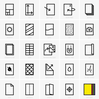 Paper properties icons clipart