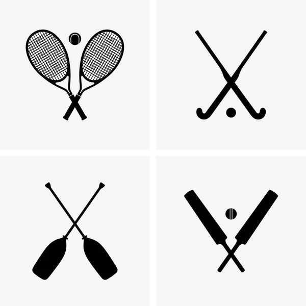 Ausrüstung für Tennis, Cricket, Hockey, Rafting — Stockvektor