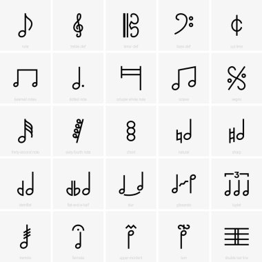 Music notes icons clipart
