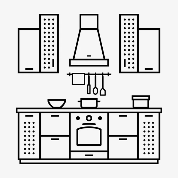 Keuken interieur, front view — Stockvector