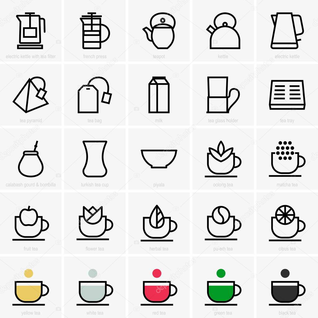 Set of tea icons