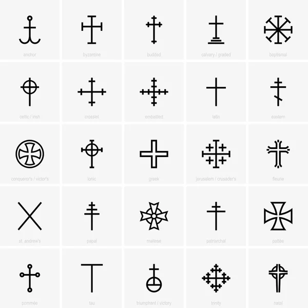 Conjunto de cruces cristianas — Vector de stock