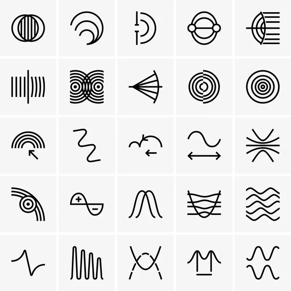Wave physics icons — Stock Vector