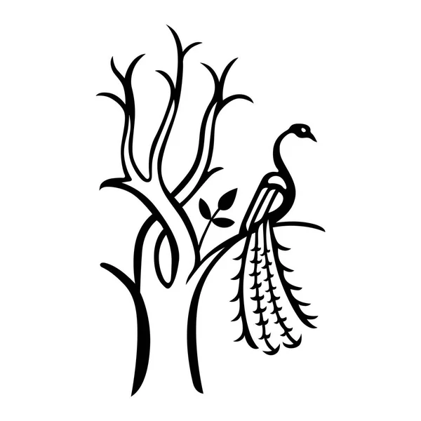 神奇的树和火鸟 — 图库矢量图片
