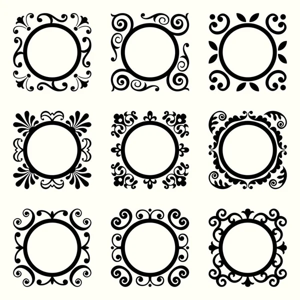Decoratieve ronde frames — Stockvector
