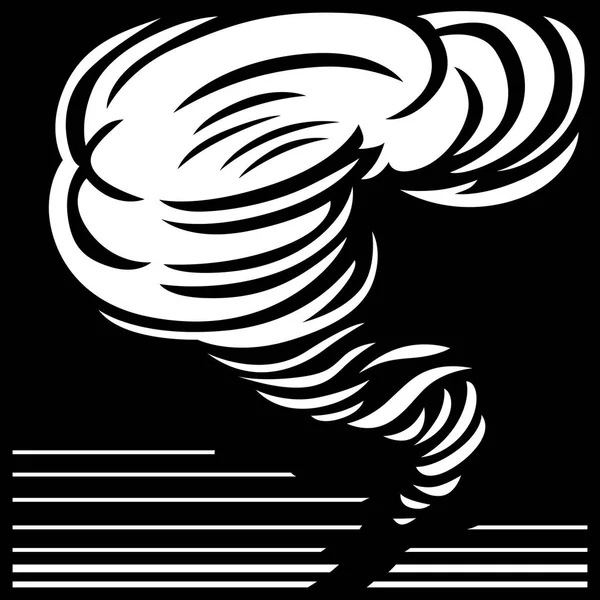 Tornado piktogram, svart och vitt — Stock vektor