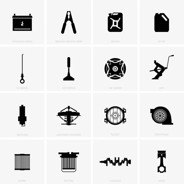 Iconos de piezas de coche — Vector de stock