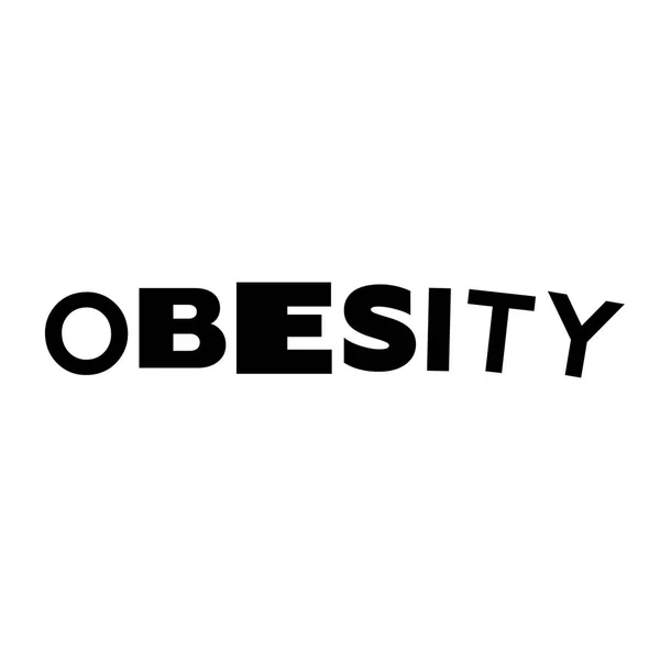 Kelime Obezite Yedi Siyah Harf — Stok Vektör