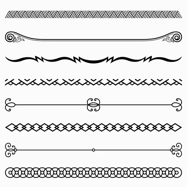 Set Eight Decorative Dividers — Stock Vector