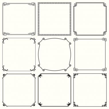 Dokuz dekoratif kare kare kümesi