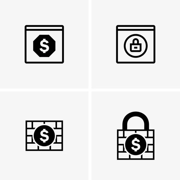 Conjunto Símbolos Paywall Bloqueo Información — Vector de stock