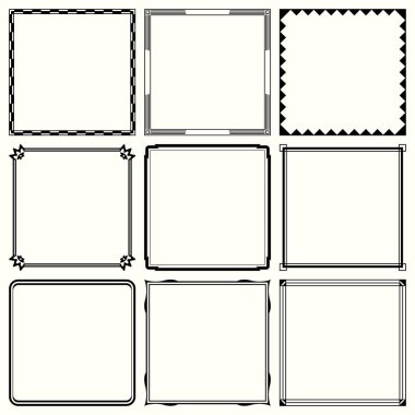 Dokuz dekoratif kare kare kümesi