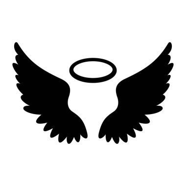 Melek sembolü beyaz arka plan üzerinde kanatları