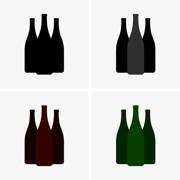 Conjunto Botellas Vino Imágenes Sombra — Archivo Imágenes Vectoriales