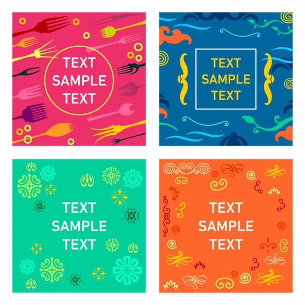 Fondos Tarjetas Colores Con Elementos Diseño Lugar Texto — Vector de stock