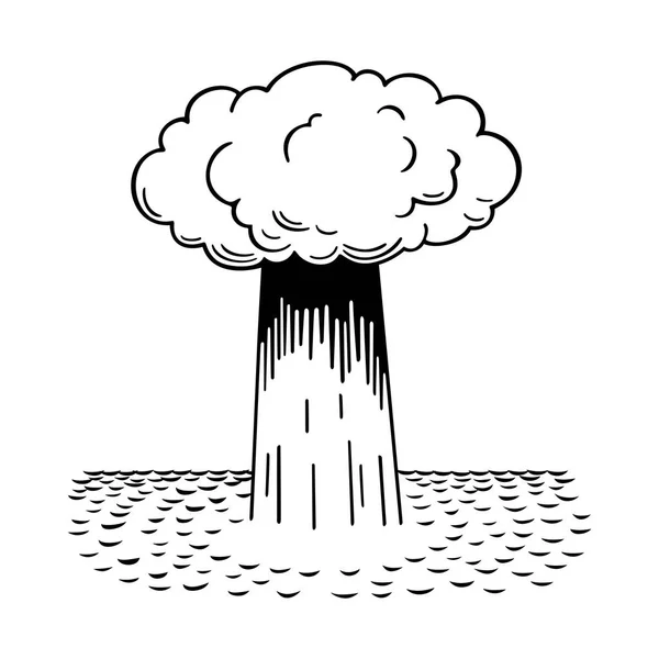 Explosion Nucléaire Sous Marine Image Ombre — Image vectorielle