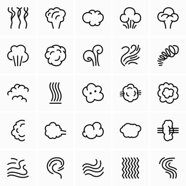Steam, cloud and smoke icons clipart