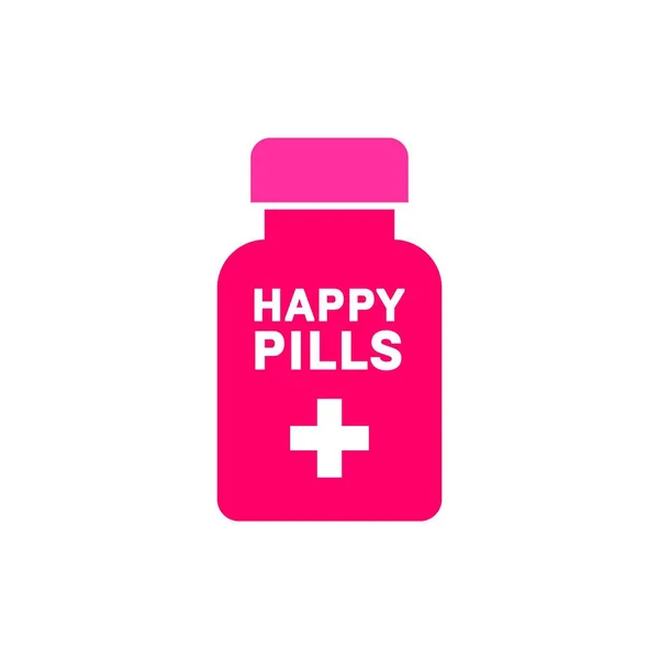 Happy Pill Bottle Icon — Stock Vector