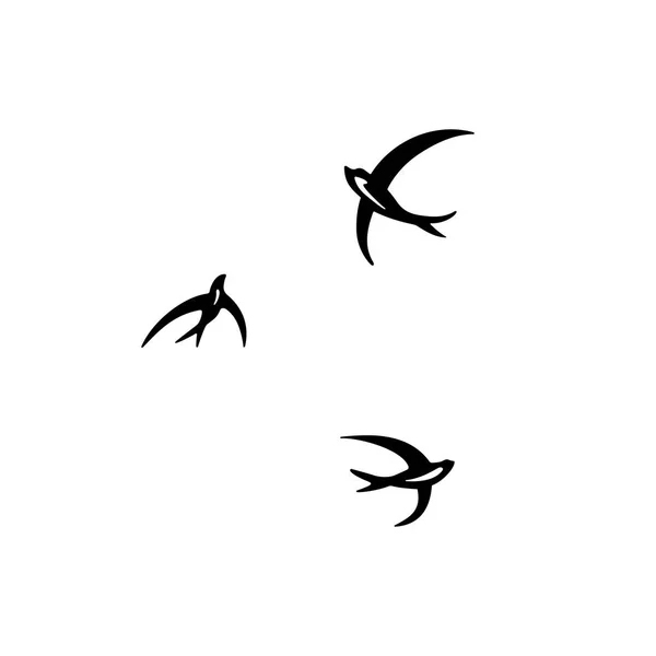 Three Circling Swallows Sky — Stock Vector