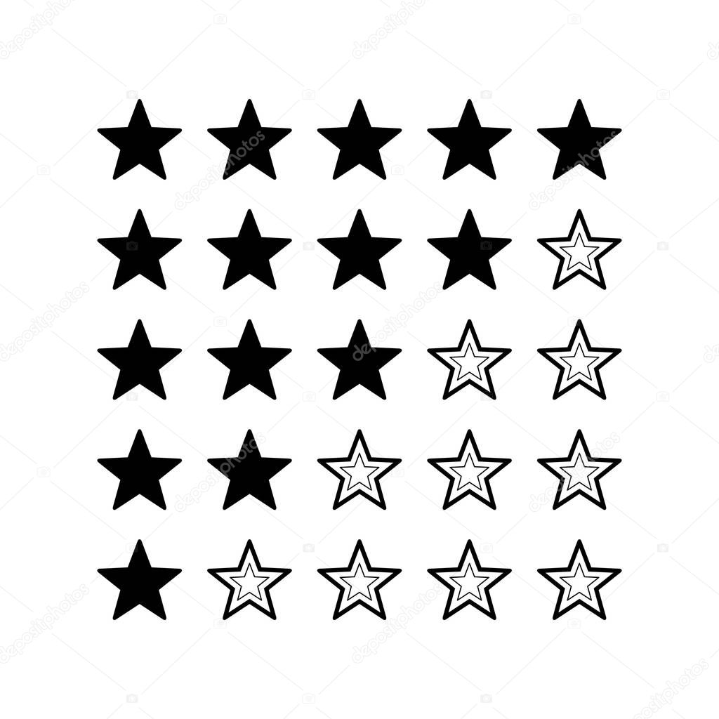 Five stars rating, black and white