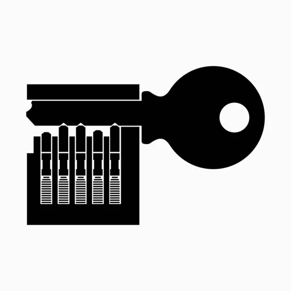 Κλειδί Εξογκώματος Μέσα Στον Κύλινδρο Της Κλειδαριάς — Διανυσματικό Αρχείο