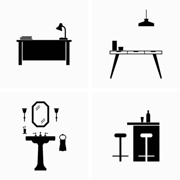 Diseño Interiores Para Varias Habitaciones Oficinas — Archivo Imágenes Vectoriales