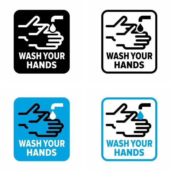 Lave Mãos Vírus Bactérias Remoção Prevenção Sinal Informação — Vetor de Stock