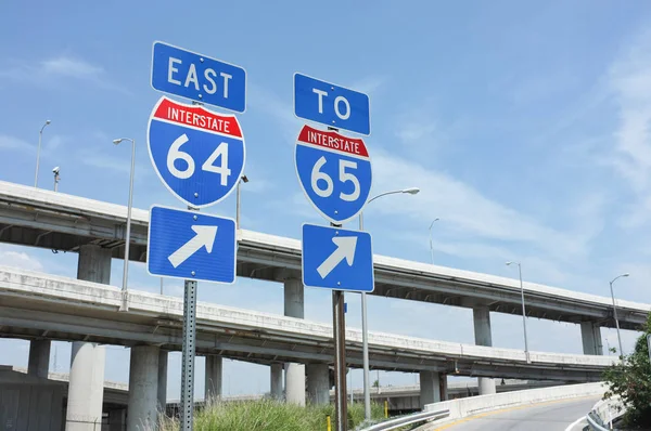 Interstate Highway Signs Stockbild