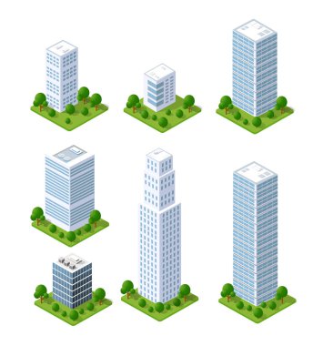 izometrik şehir simgeler