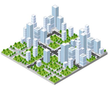 izometrik şehir manzarası