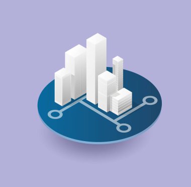 İzometrik 3d şehir simgeler