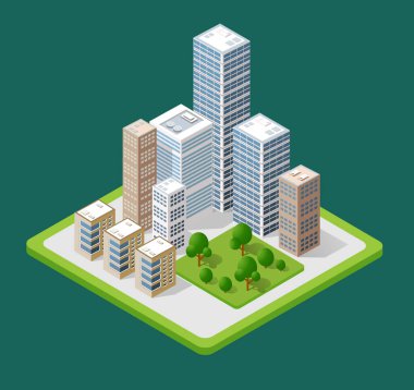 İzometrik 3d şehir simgeler
