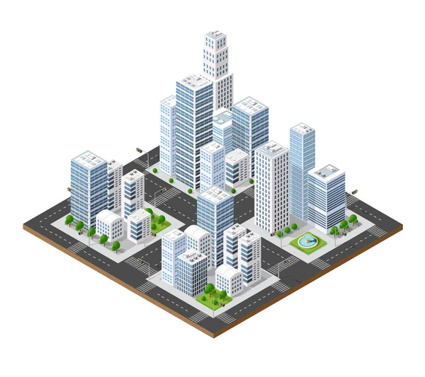 Ciudad con perspectiva isométrica — Archivo Imágenes Vectoriales